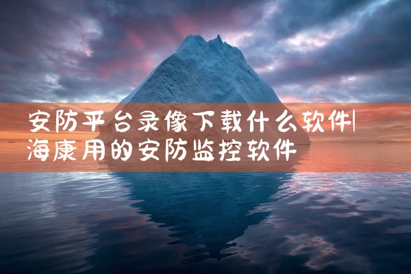 安防平台录像下载什么软件