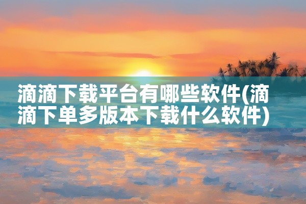滴滴下载平台有哪些软件